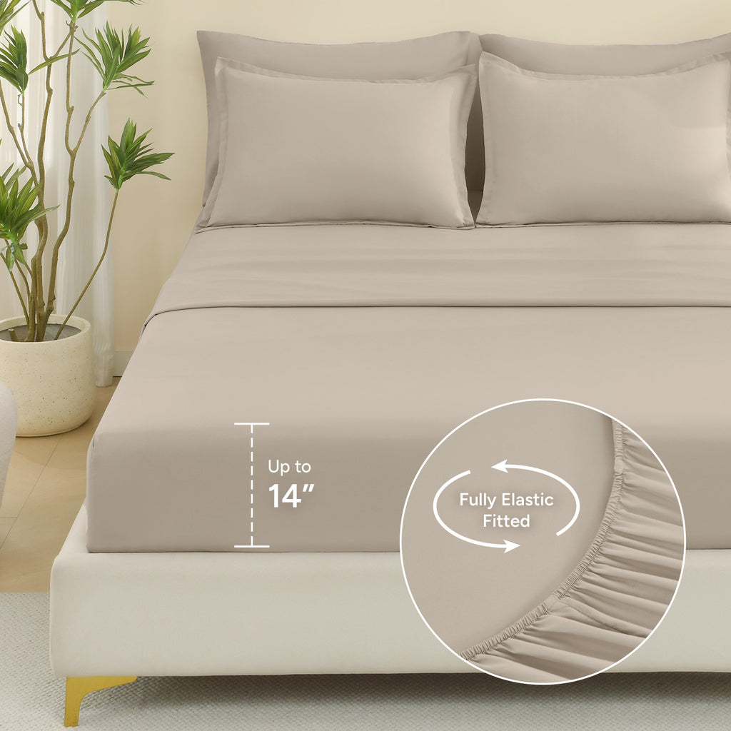 ANGENIA Comforter Sets - 7 Pieces Cream Bed in a Bag, Solid Warm Elegant Cozy Fluffy Bed Set with Comforter, Sheets, Pillowcases & Shams