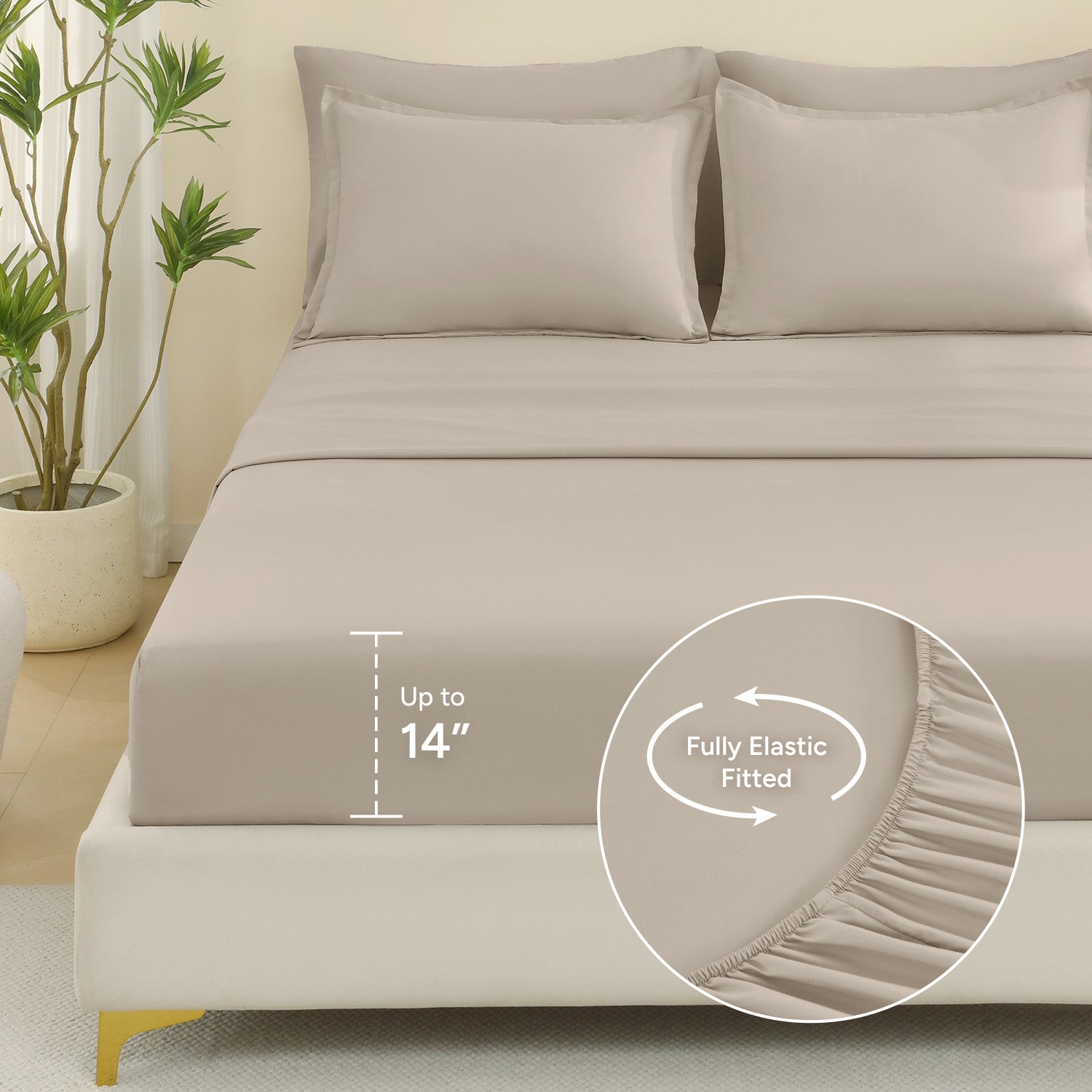 ANGENIA Comforter Sets - 7 Pieces Cream Bed in a Bag, Solid Warm Elegant Cozy Fluffy Bed Set with Comforter, Sheets, Pillowcases & Shams