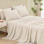ANGENIA Comforter Sets - 7 Pieces Cream Bed in a Bag, Solid Warm Elegant Cozy Fluffy Bed Set with Comforter, Sheets, Pillowcases & Shams