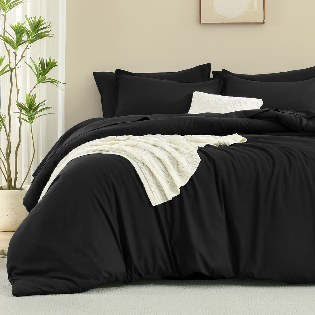 ANGENIA Comforter Sets - 7 Pieces Cream Bed in a Bag, Solid Warm Elegant Cozy Fluffy Bed Set with Comforter, Sheets, Pillowcases & Shams