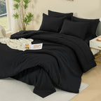 ANGENIA Comforter Sets - 7 Pieces Cream Bed in a Bag, Solid Warm Elegant Cozy Fluffy Bed Set with Comforter, Sheets, Pillowcases & Shams