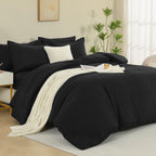 ANGENIA Comforter Sets - 7 Pieces Cream Bed in a Bag, Solid Warm Elegant Cozy Fluffy Bed Set with Comforter, Sheets, Pillowcases & Shams