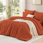 ANGENIA Comforter Sets - 7 Pieces Bed in a Bag Bohemian Cream Soft Fluffy Chevron Elegant Tufted All Season Bed Sets with Comforter, Sheets, Pillowcases & Shams