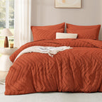 ANGENIA Comforter Sets - 7 Pieces Bed in a Bag Bohemian Cream Soft Fluffy Chevron Elegant Tufted All Season Bed Sets with Comforter, Sheets, Pillowcases & Shams