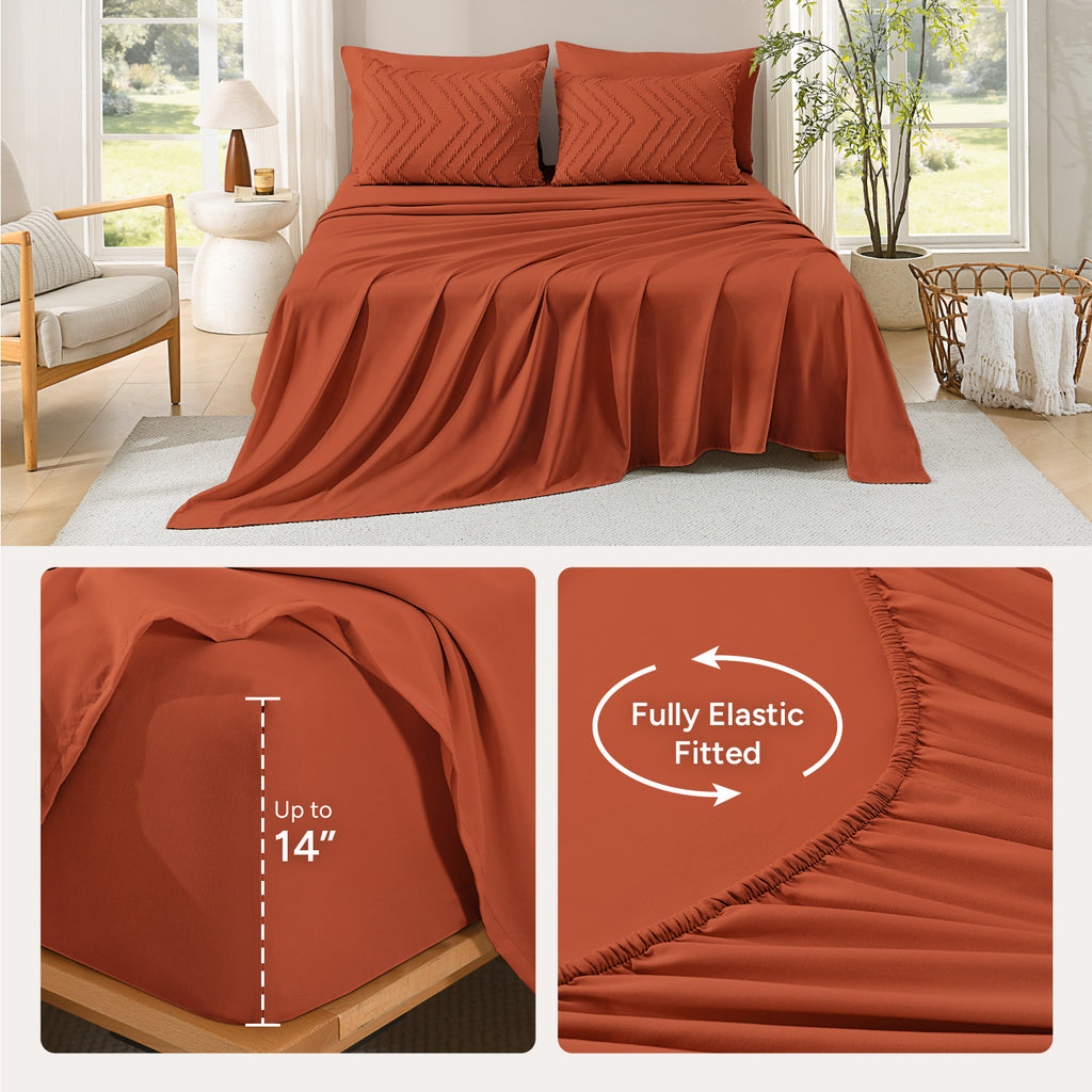 ANGENIA Comforter Sets - 7 Pieces Bed in a Bag Bohemian Cream Soft Fluffy Chevron Elegant Tufted All Season Bed Sets with Comforter, Sheets, Pillowcases & Shams