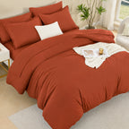 ANGENIA Comforter Sets - 7 Pieces Cream Bed in a Bag, Solid Warm Elegant Cozy Fluffy Bed Set with Comforter, Sheets, Pillowcases & Shams