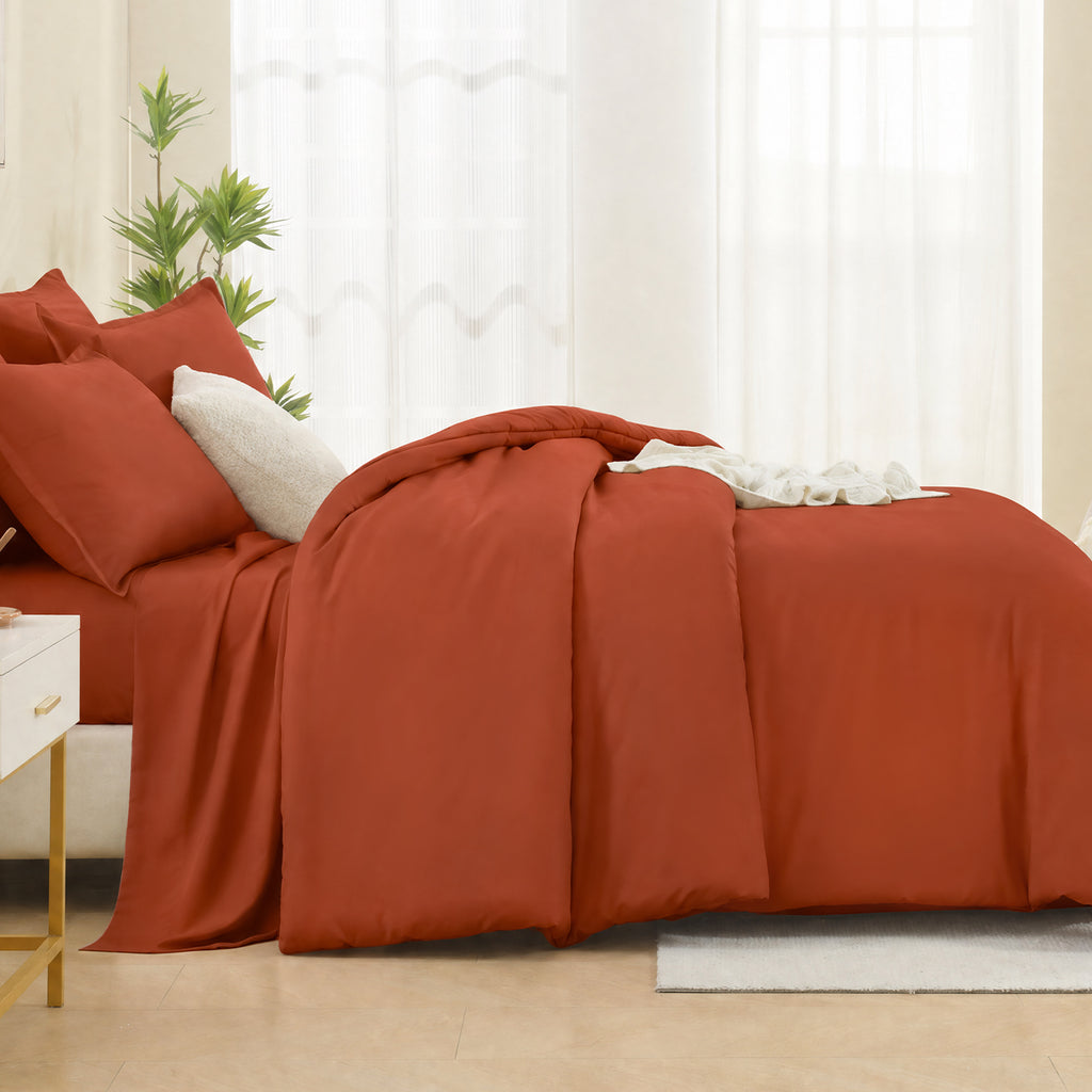 ANGENIA Comforter Sets - 7 Pieces Cream Bed in a Bag, Solid Warm Elegant Cozy Fluffy Bed Set with Comforter, Sheets, Pillowcases & Shams