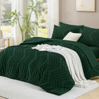 ANGENIA Comforter Sets - 7 Pieces Bed in a Bag Bohemian Cream Soft Fluffy Chevron Elegant Tufted All Season Bed Sets with Comforter, Sheets, Pillowcases & Shams