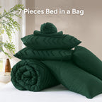 ANGENIA Comforter Sets - 7 Pieces Bed in a Bag Bohemian Cream Soft Fluffy Chevron Elegant Tufted All Season Bed Sets with Comforter, Sheets, Pillowcases & Shams