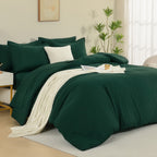 ANGENIA Comforter Sets - 7 Pieces Cream Bed in a Bag, Solid Warm Elegant Cozy Fluffy Bed Set with Comforter, Sheets, Pillowcases & Shams